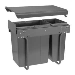 Cos gunoi incorporabil  300, 10 + 20 litri, amortizare, antracit PB-45-002010-60A