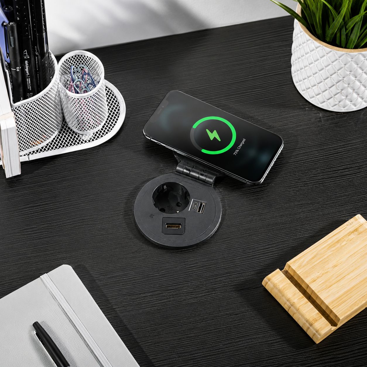 Priza incorporabila CHARGER PLUS, 1xSCHUKO, 1xUSB A+C, HDMI, incarcare WIRELESS, AE-BPW1SACP-10 - imagine 5