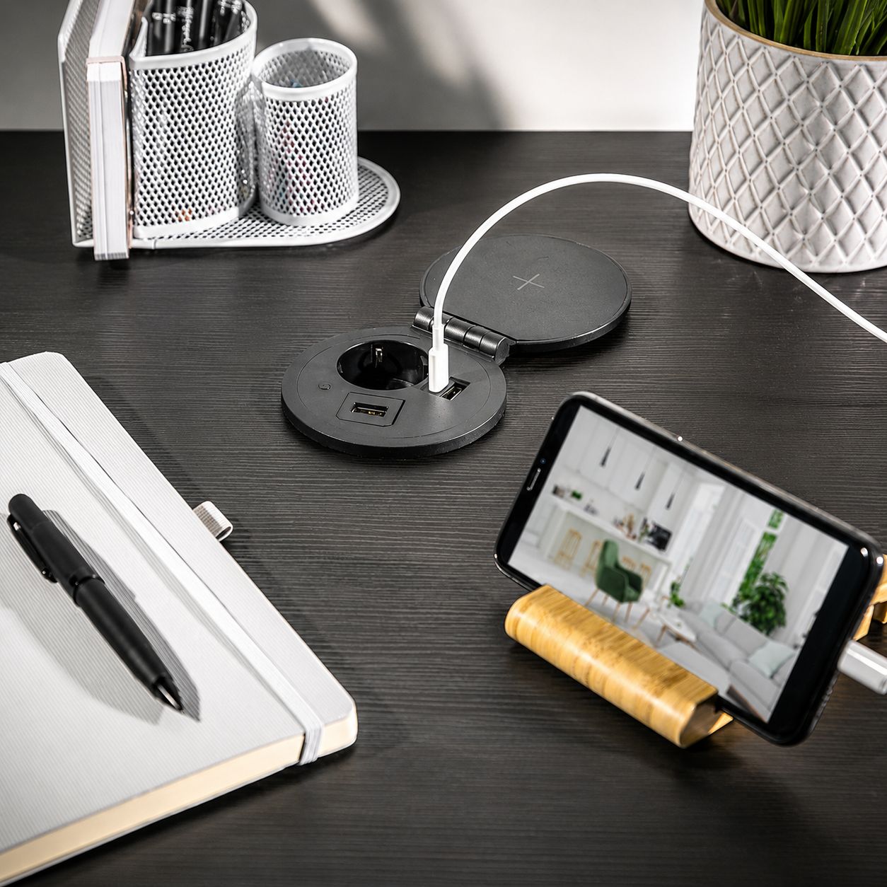Priza incorporabila CHARGER PLUS, 1xSCHUKO, 1xUSB A+C, HDMI, incarcare WIRELESS, AE-BPW1SACP-10 - imagine 7
