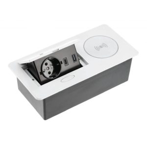 Priza incorporabila AVARO PLUS 1xSCHUKO, USB A+C, incarcare WIRELESS, cablu 1.5 ml, AE-PB1SAVAP-10
