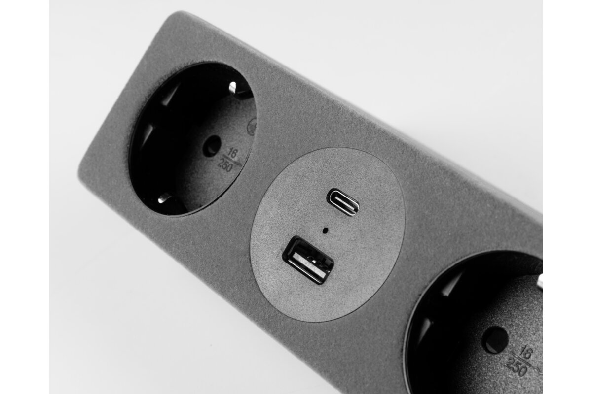 Priză de mobilă SOFITO, 2 prize Schuko, USB A+C, AE-GMSOF2S2U-31 - imagine 4