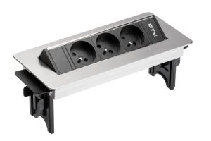 Priză de birou inox, AE-PBC3GU-51BK