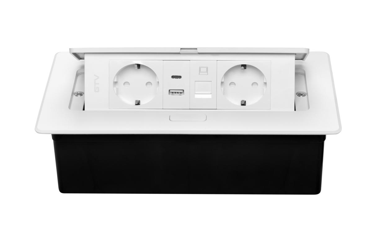 Priză de mobilă MULTISOFT, 2 prize Schuko, USB A+C, RJ45, AE-PBSUR2GS-10 - imagine 2