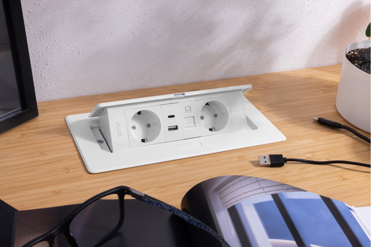Priză de mobilă MULTISOFT, 2 prize Schuko, USB A+C, RJ45, AE-PBSUR2GS-10 - imagine 4