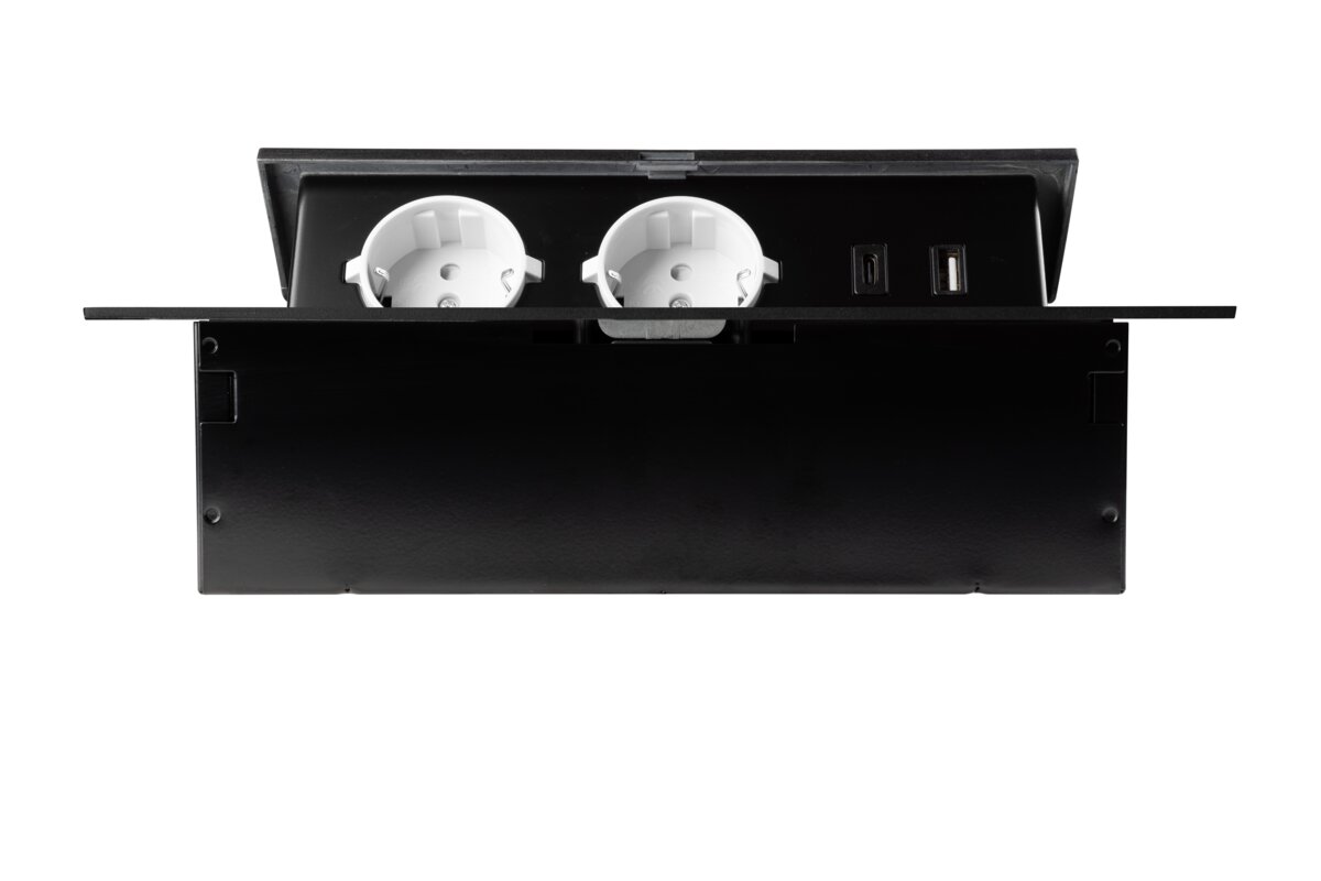 Priză de mobilă MULTISOFT, 2 prize Schuko, USB A+C, RJ45, AE-PBU02GS-20N - imagine 4