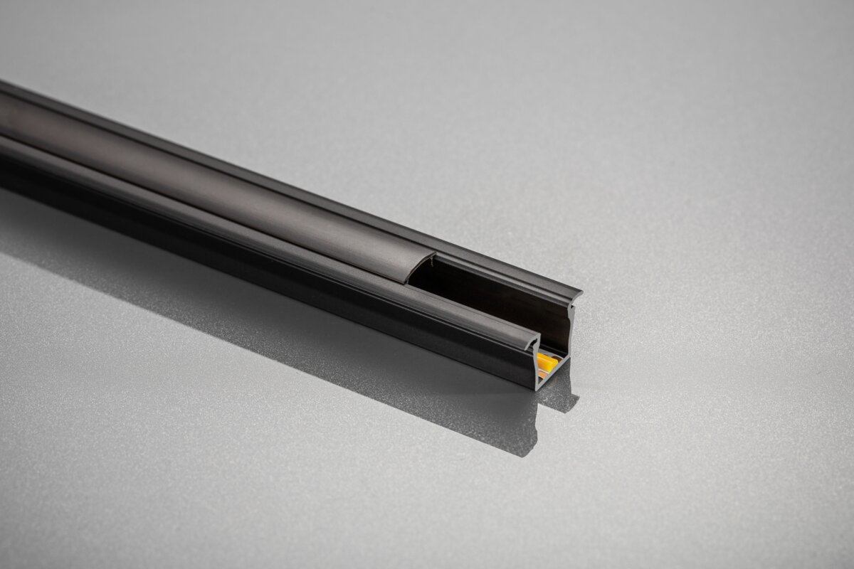 Profil aluminiu încastrat bandă led, 2 ml, Negru PA-GLAXMW-AL-20M - imagine 2
