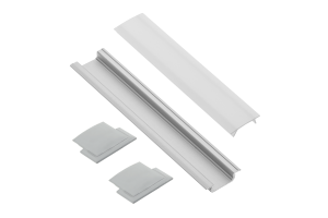 Set profil încastrat bandă LED GLAX + dispersor + capace laterale, 2 m, gri PA-ZGLAXOMZ-00