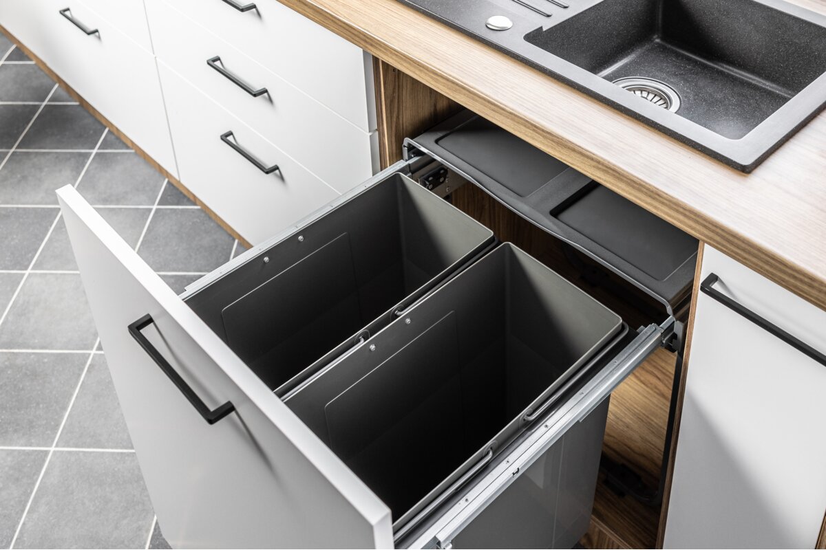 Coș gunoi 400 2x16 litri, montaj pe ușă, soft-close, încorporabil, antracit PB-45-400MF-2X16-60A - imagine 3