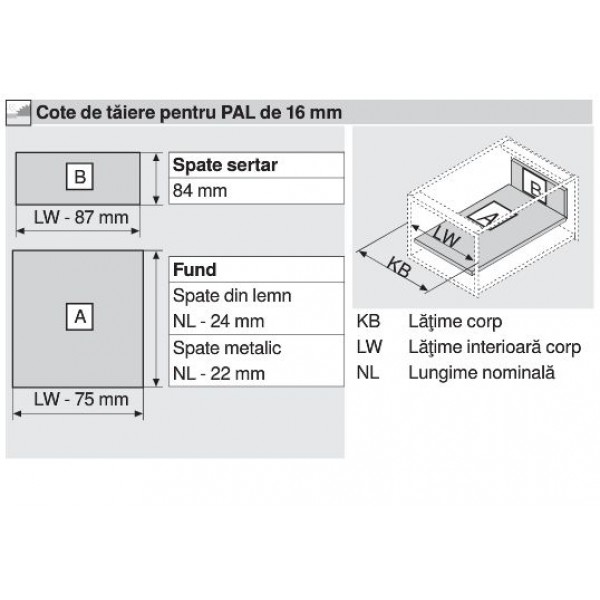 SERTAR TANDEMBOX ANTARO BLUMOTION, înălțime M, L=450 mm, alb mătase - imagine 6